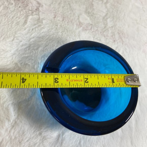 Viking Glass cobalt blue  Horseshoe Epic Orb  Ashtray MCM Heavy weight 1960's - Picture 11 of 11